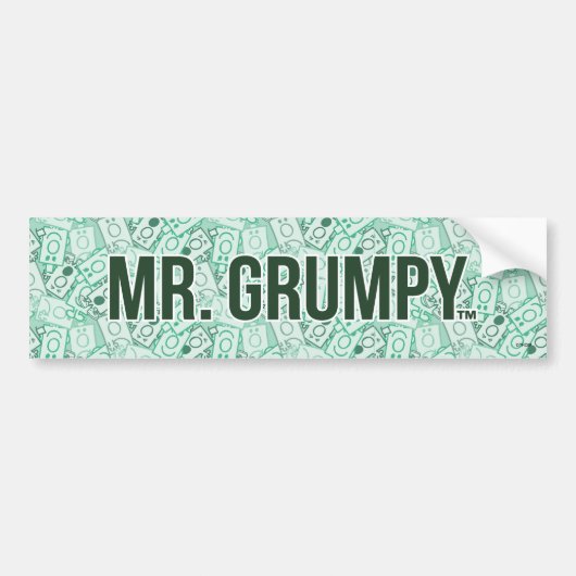 de heer Grumpy | Groene naam en tekentospatroon Bumpersticker (Voorkant)