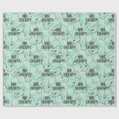 de heer Grumpy | Groene naam en tekentospatroon Cadeaupapier (Vlak)
