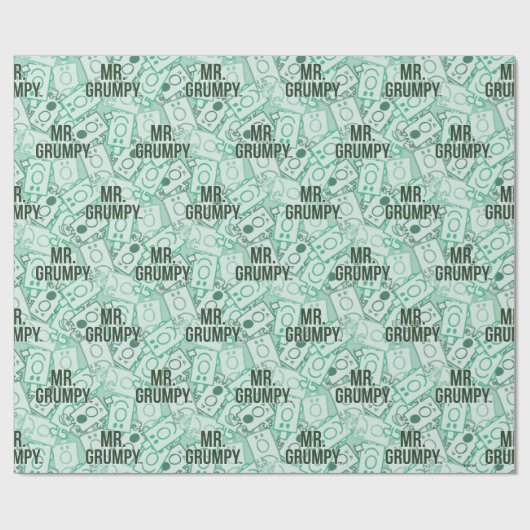 de heer Grumpy | Groene naam en tekentospatroon Cadeaupapier (Vlak)
