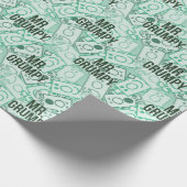 de heer Grumpy | Groene naam en tekentospatroon Cadeaupapier (Hoek)