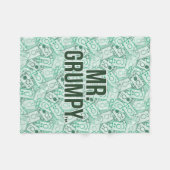 de heer Grumpy | Groene naam en tekentospatroon Fleece Deken (Voorkant (Horizontaal))