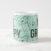 de heer Grumpy | Groene naam en tekentospatroon Grote Koffiekop (Voorkant)