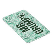 de heer Grumpy | Groene naam en tekentospatroon Magneet (Rechterzijde)