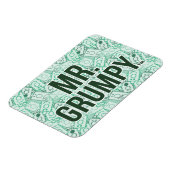 de heer Grumpy | Groene naam en tekentospatroon Magneet (Linkerzijde)