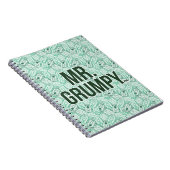 de heer Grumpy | Groene naam en tekentospatroon Notitieboek (Rechterzijde)