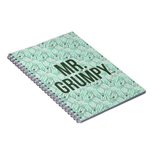 de heer Grumpy | Groene naam en tekentospatroon Notitieboek (Rechterzijde)