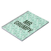 de heer Grumpy | Groene naam en tekentospatroon Notitieboek (Linkerzijde)