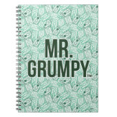 de heer Grumpy | Groene naam en tekentospatroon Notitieboek (Voorkant)