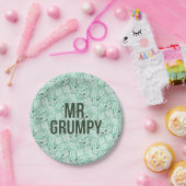 de heer Grumpy | Groene naam en tekentospatroon Papieren Bordje (Feest)