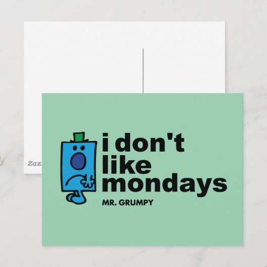 De heer Grumpy houdt niet van maandag Briefkaart (Voorkant / Achterkant)