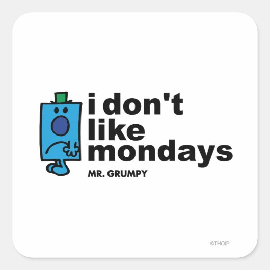 De heer Grumpy houdt niet van maandag Vierkante Sticker (Voorkant)