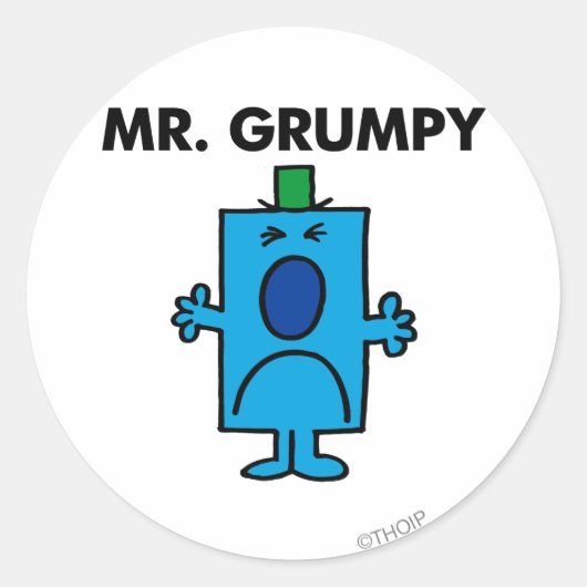 de heer Grumpy | Kikkervisje Ronde Sticker (Voorkant)