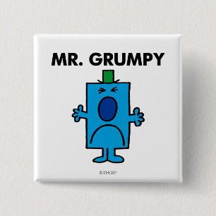 de heer Grumpy Kikkervisje Vierkante Button 5,1 Cm