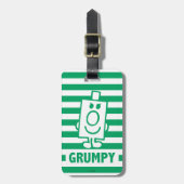 de heer Grumpy | Mischengrin en groene stripes Bagagelabel (Voorkant verticaal)