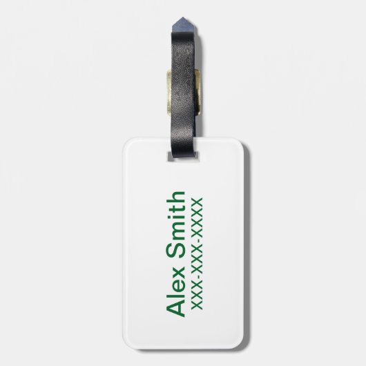 de heer Grumpy | Mischengrin en groene stripes Bagagelabel (Achterkant verticaal)