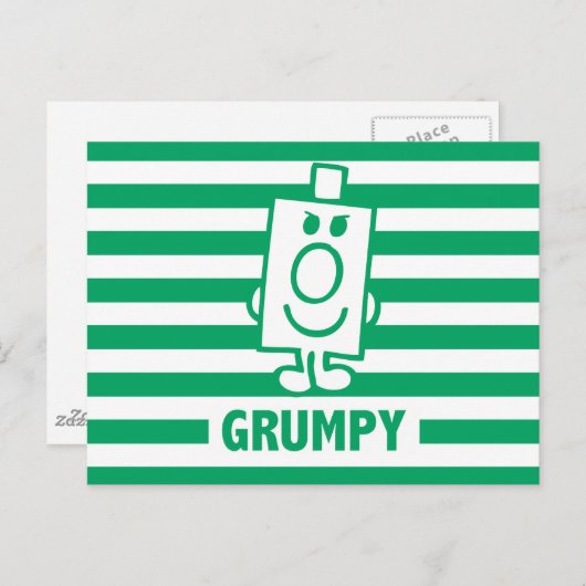 de heer Grumpy | Mischengrin en groene stripes Briefkaart (Voorkant / Achterkant)