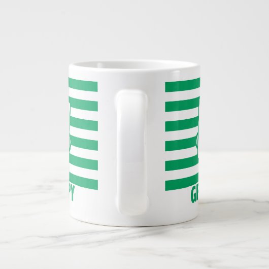 de heer Grumpy | Mischengrin en groene stripes Grote Koffiekop (Achterkant)