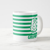 de heer Grumpy | Mischengrin en groene stripes Grote Koffiekop (Voorkant rechts)
