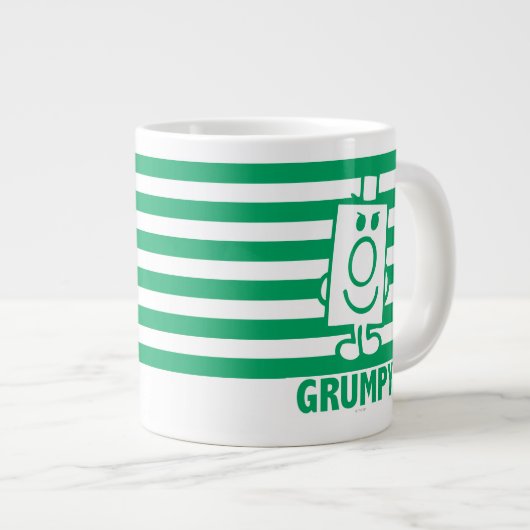 de heer Grumpy | Mischengrin en groene stripes Grote Koffiekop (Voorkant rechts)