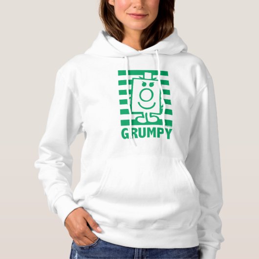 de heer Grumpy | Mischengrin en groene stripes Hoodie (Voorkant)