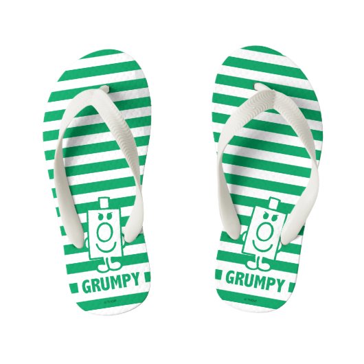 de heer Grumpy | Mischengrin en groene stripes Kinder Teenslippers (Voetbed)