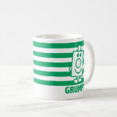 de heer Grumpy | Mischengrin en groene stripes Koffiemok (Voorkant rechts)