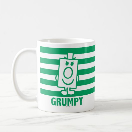 de heer Grumpy | Mischengrin en groene stripes Koffiemok (Links)