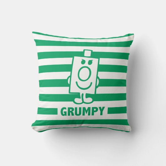 de heer Grumpy | Mischengrin en groene stripes Kussen (Voorkant)