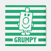 de heer Grumpy | Mischengrin en groene stripes Magneet (Voorkant)