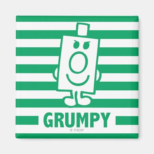 de heer Grumpy | Mischengrin en groene stripes Magneet (Voorkant)