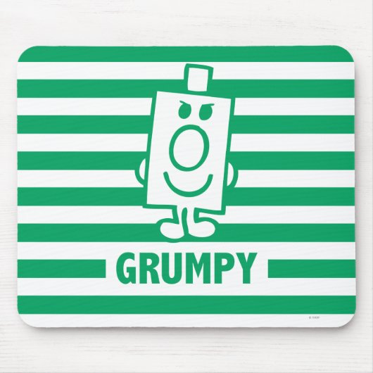 de heer Grumpy | Mischengrin en groene stripes Muismat (Voorkant)