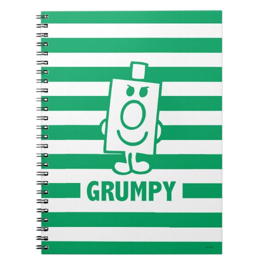 de heer Grumpy | Mischengrin en groene stripes Notitieboek (Voorkant)