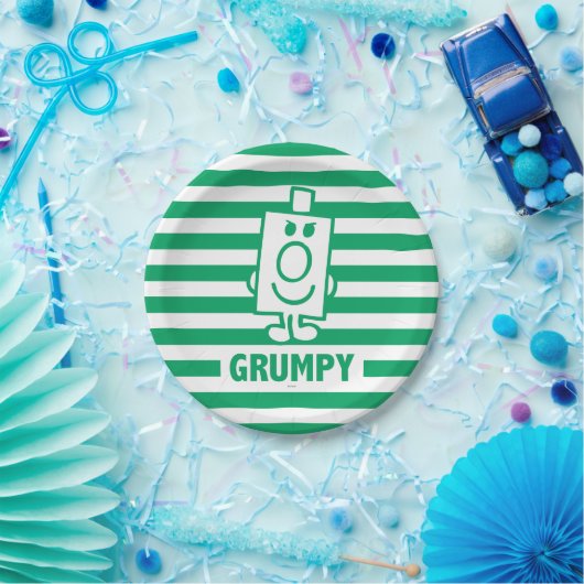 de heer Grumpy | Mischengrin en groene stripes Papieren Bordje (Feest)