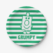 de heer Grumpy | Mischengrin en groene stripes Papieren Bordje (Voorkant)