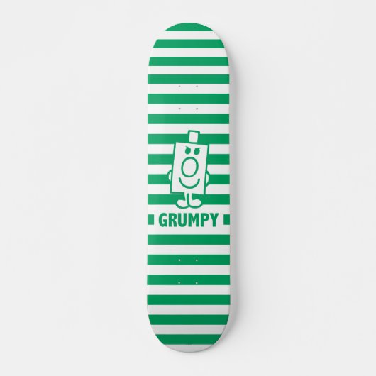 de heer Grumpy | Mischengrin en groene stripes Skateboard (Voorkant)