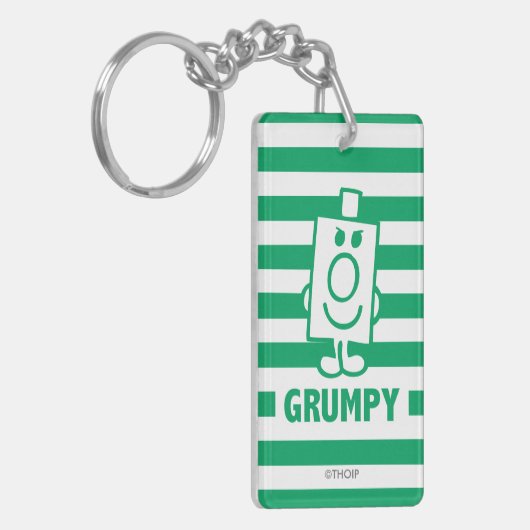 de heer Grumpy | Mischengrin en groene stripes Sleutelhanger (Voorkant Links)