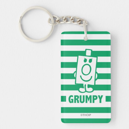 de heer Grumpy | Mischengrin en groene stripes Sleutelhanger (Voorkant)