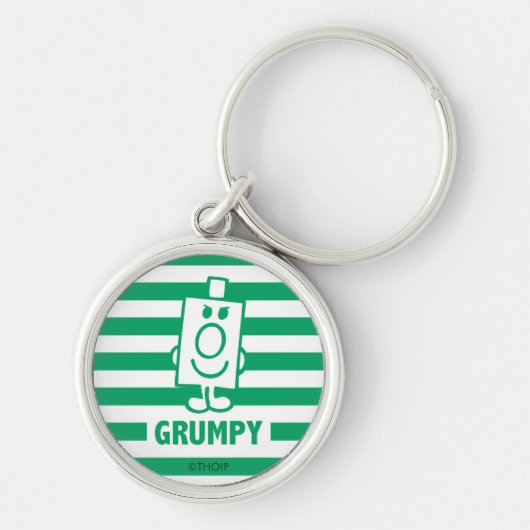 de heer Grumpy | Mischengrin en groene stripes Sleutelhanger (Voorkant)