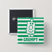 de heer Grumpy | Mischengrin en groene stripes Vierkante Button 5,1 Cm (Voorkant /achterkant)