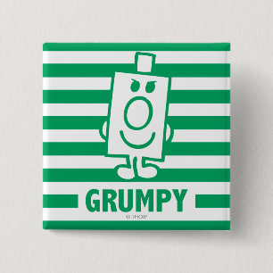 de heer Grumpy   Mischengrin en groene stripes Vierkante Button 5,1 Cm