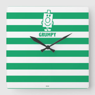 de heer Grumpy   Mischengrin en groene stripes Vierkante Klok