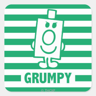 de heer Grumpy   Mischengrin en groene stripes Vierkante Sticker