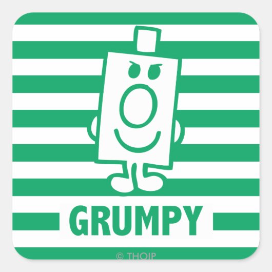 de heer Grumpy | Mischengrin en groene stripes Vierkante Sticker (Voorkant)
