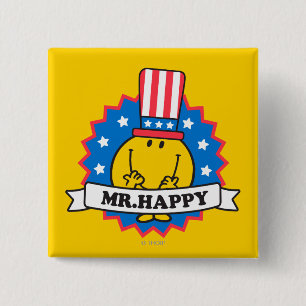 de heer Happy Election Seal Vierkante Button 5,1 Cm
