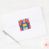 De heer Happy op het podium Vierkante Sticker (Envelop)