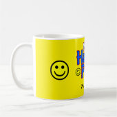 de heer Happy Papi met Smile Emojis en naam op YEL Koffiemok (Links)