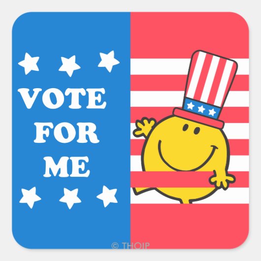 de heer Happy Vote For me Flag Vierkante Sticker (Voorkant)