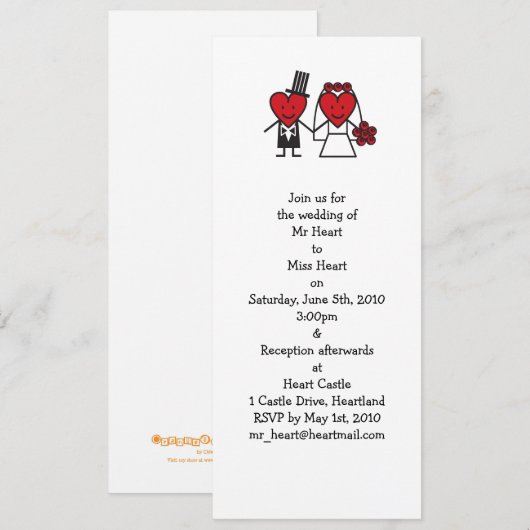 De heer Heart Wedding Invitation - lang Kaart (Voorkant / Achterkant)