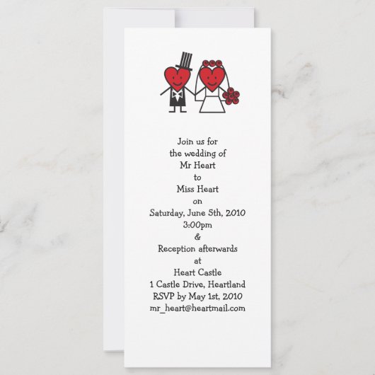 De heer Heart Wedding Invitation - lang Kaart (Voorkant)