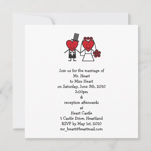 de heer Heart Wedding Invitation - vierkant Kaart (Voorkant)